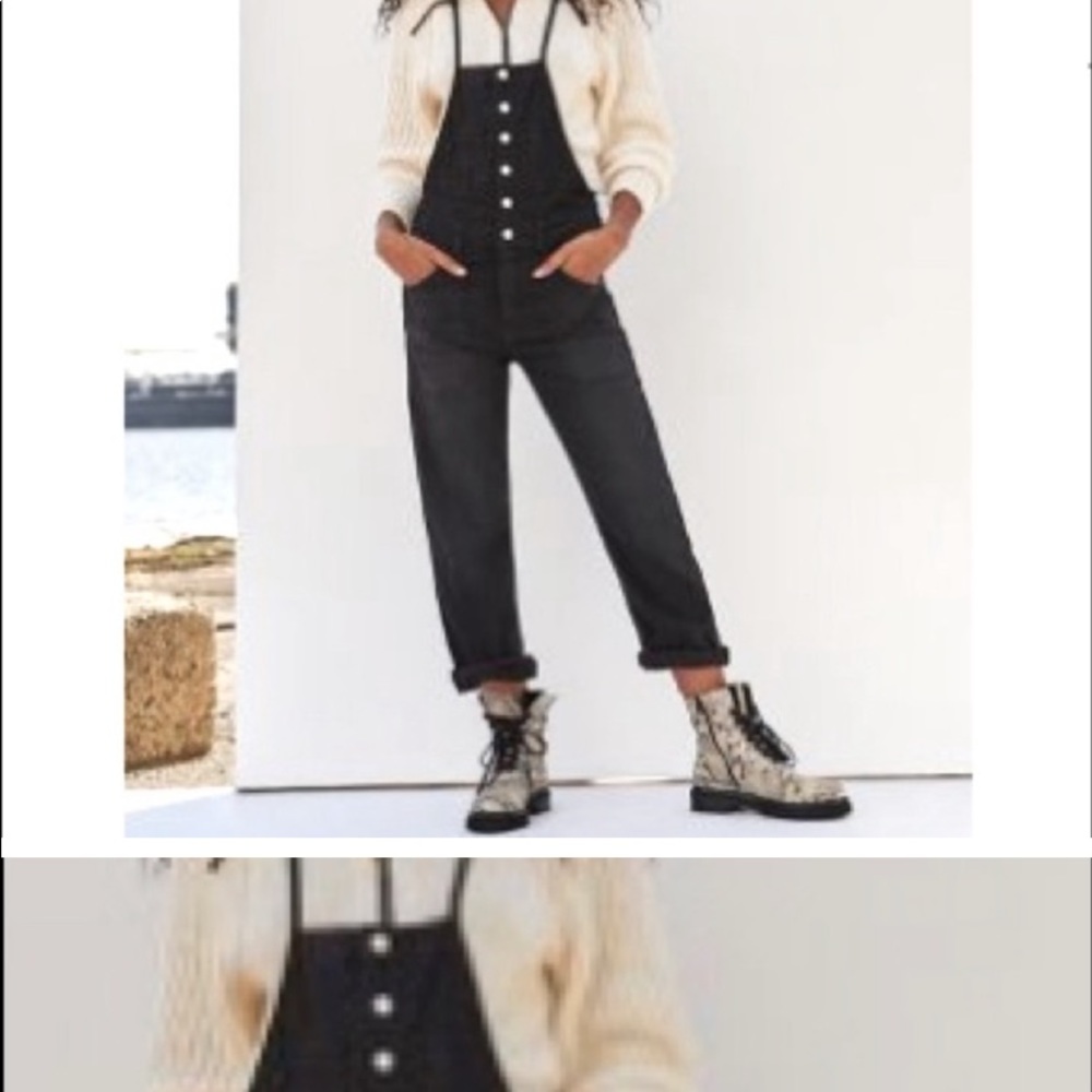 Anthropologie Pilcro Jumpsuit Black Denim Straight Leg Size 28